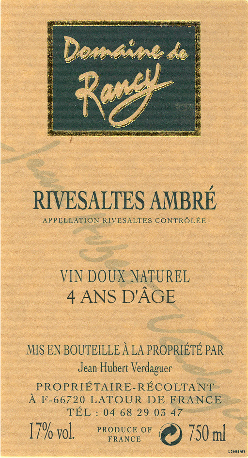 Domaine de Rancy - Rivesaltes Ambré - 4 Ans d'Age