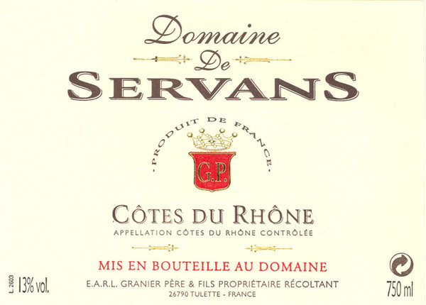 Domaine de Servans - Côtes du Rhône 2019
